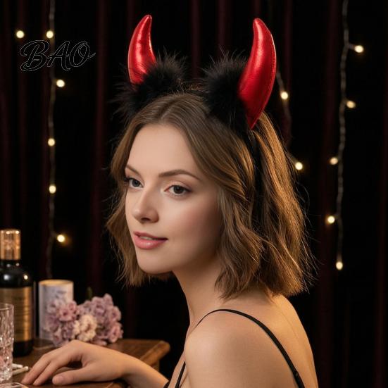 Párty potřeby s ďábelskou tématikou Rohy Čelenka Trojzubec Krajková maska na oči Sada, Halloweenská maškaráda pro ženy Červené ďábelské kostýmové doplňky pro dospělé, Plesy,