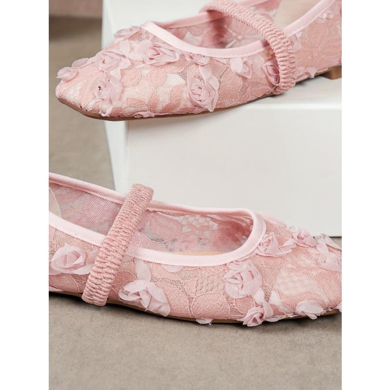 Breathable Mesh Women's Plus Size Flats 2025 Summer New Arrival Korean Style Casual Flat Shoes Soft Sole Sweet Style