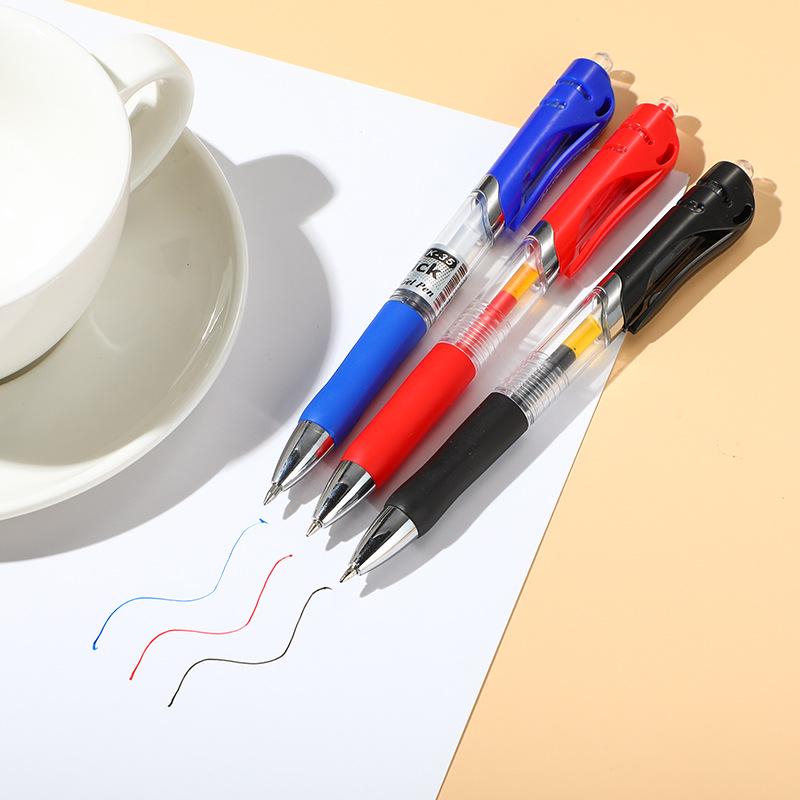 Retractable Neutral Ballpoint Pen - 0.5mm, Black, Red, Blue Ink for Meetings, Signatures, and Office or Study Use.