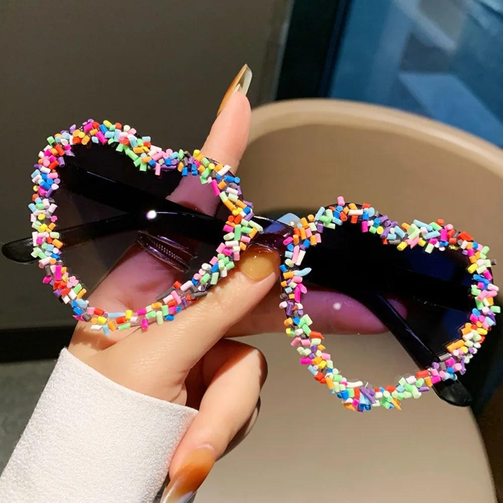 Y2K Luxury Vintage Sunglasses Heart Shape Candy Color Love Heart Sunglasses Beach Sun Glasses Party Eyewear серый