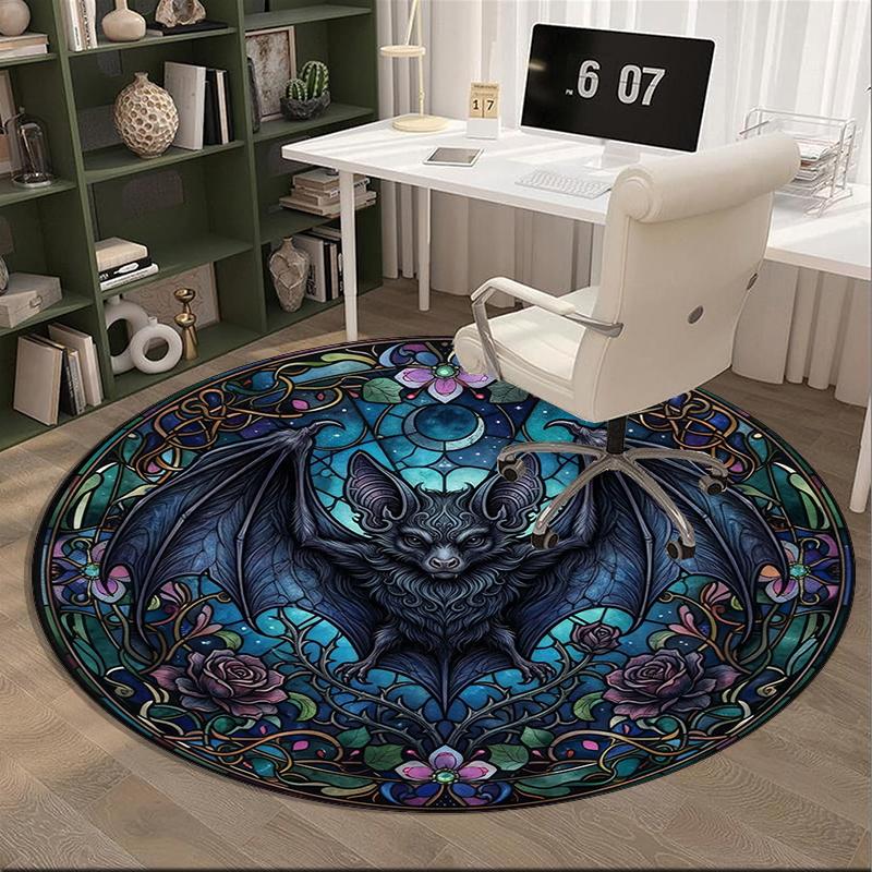 Stained Glass Bat round carpet Chair cushion Round Entryway Rug, Soft Round Rugs for Living Room, Bedroom, Circle Carpet decor gifts