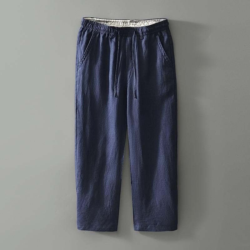 Mens Linen Casual Pants With Drawstring For Summer Comfort And Breathability