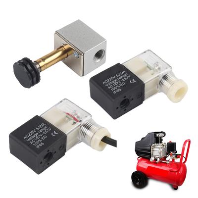 Air Pump Solenoid Valve 220V Air Compressor Solenoid Valve Power-Off Vent Exhaust Valves Mute Oil-Free Coil With Light With Wire