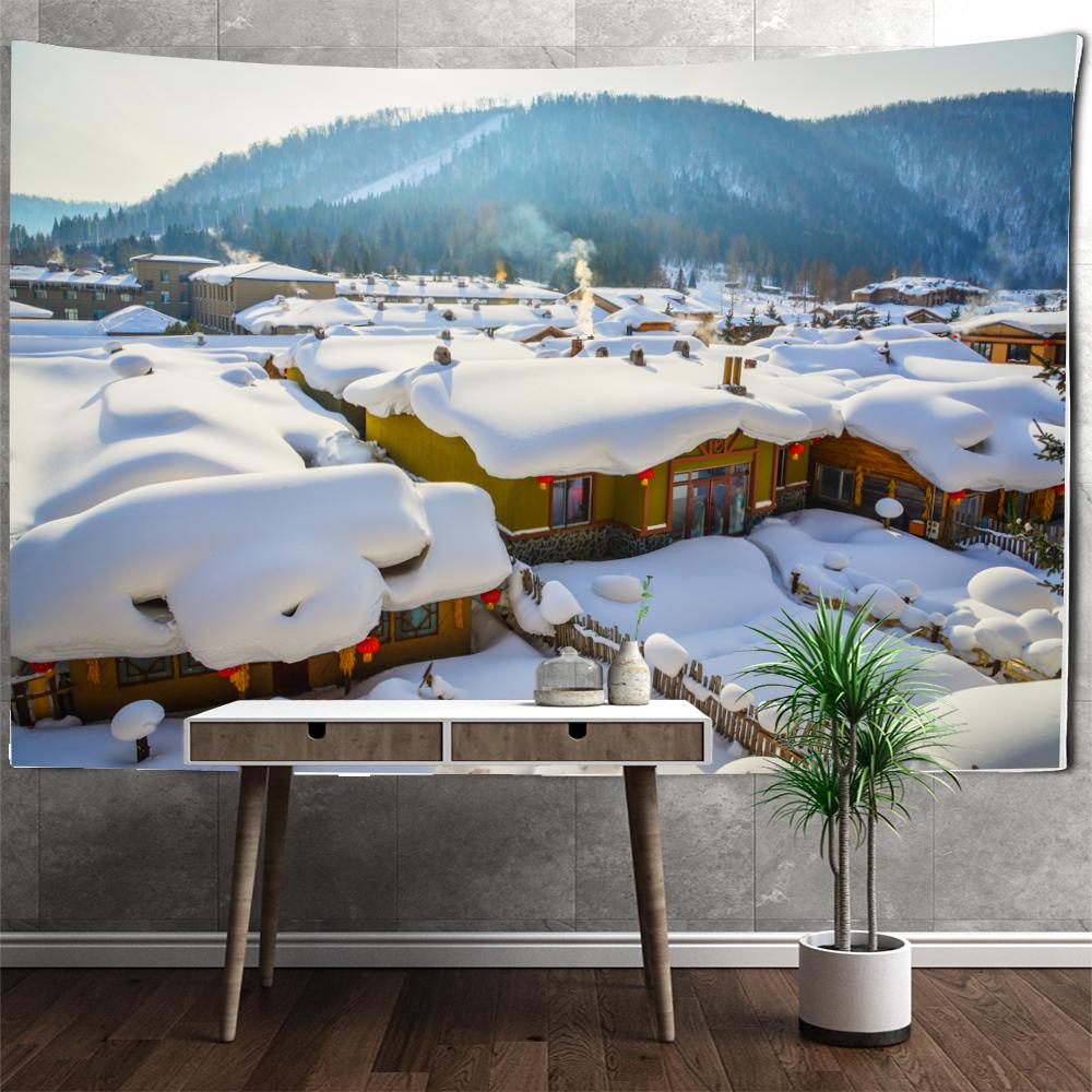 Kryształowa Gobelina Choinkowa Seria Scen Śnieżnych Wisząca na Ścianie Styl Romantyczny Czarownictwo Wystrój Domu Pokoju