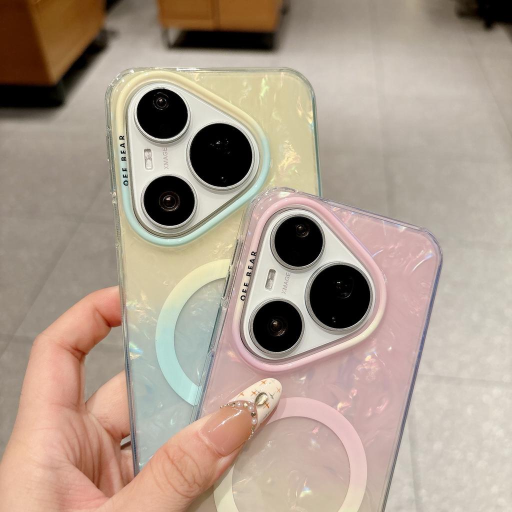 ins simple shell pattern p11pro magnetic blue powder smudge suitable for Huawei p11pro mobile phone case mate11pro