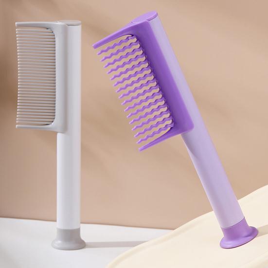 Detachable Hair Comb with Replaceable Wavy/Straight Teeth Suction Cup Anti-static Professional Men Women Hair Styling Detangling Comb