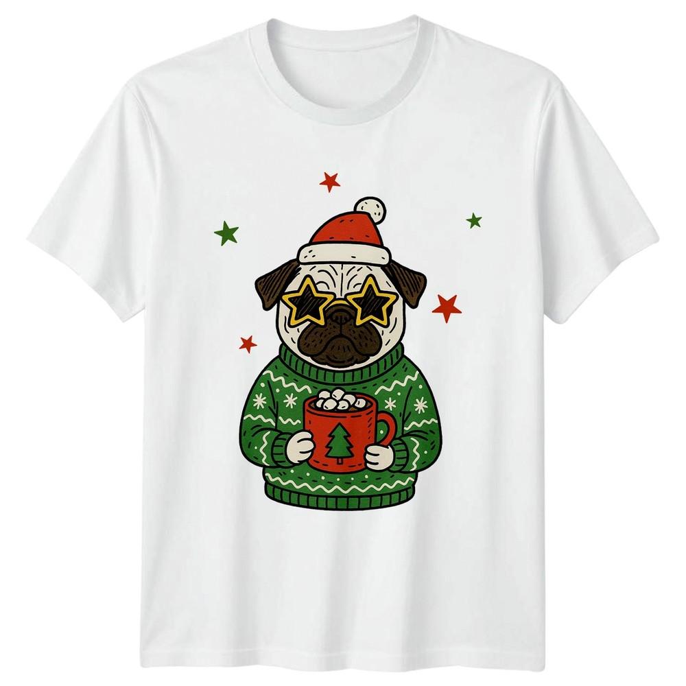 Pug Christmas Holiday Graphic Unisexs Unisexs Tee Sweater Dog Design S