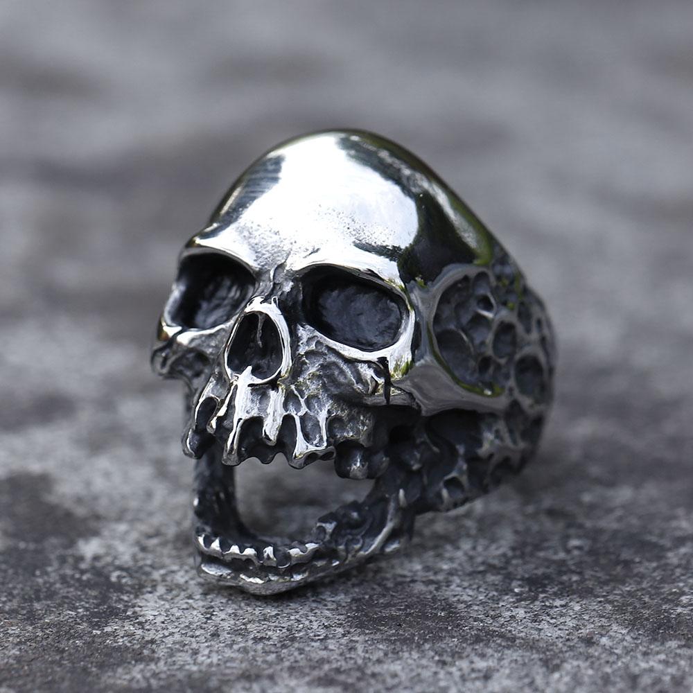 

2026 NEW Men s 316L Stainless-steel Rings Large Fierce Skull Vintage Ring for Teens Gothic Punk Biker Jewelry Gift Free Shipping 13