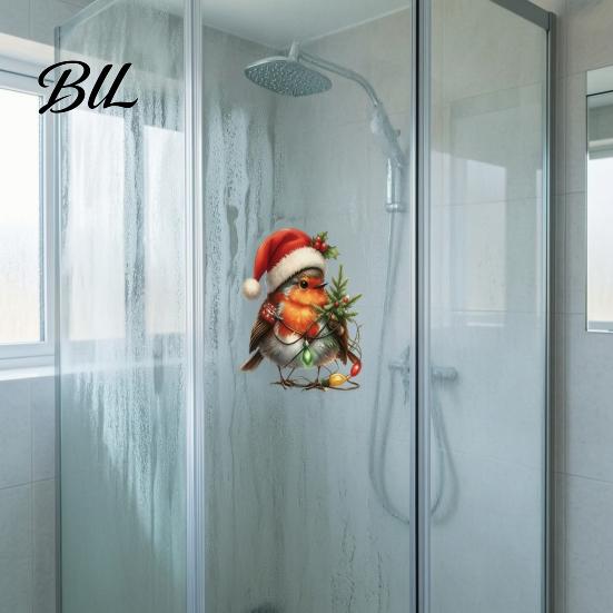 Outdoor Balcony Glass Decorations Christmas Bird Static Window Stickers, PVC Waterproof Decorative Decals Non Adhesive Stickers for Holiday