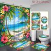 Set Tenda da Doccia da 4 Pezzi con Tappetino Antiscivolo per Bagno, Copriwater, Tappeto Sagomato e 12 Ganci, Decorazione per Bagno