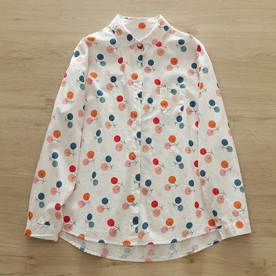 Chemise Imprimé Fruits Femme Blouses Manches Longues Col Rabattu Ample Tops Femme Coton Vêtements Féminins Printemps Automne Nouveautés