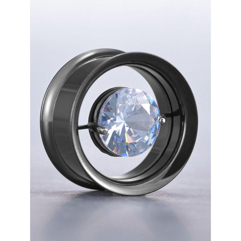 

European and American New Style Titanium Steel Detachable Internal Ear Studs Dual-Use Diamond-Embedded Ear Amplifier Ear Extender Earrings Jewelry 8mm Silver