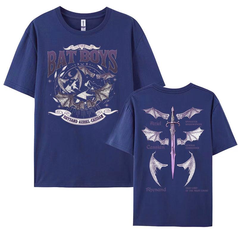 The Bat Boys Double Sided Graphic T Shirt Rhysand Cassian Azriel Apparel Tshirts Men Women Fashion Vintage Oversized Y2k T-shirt