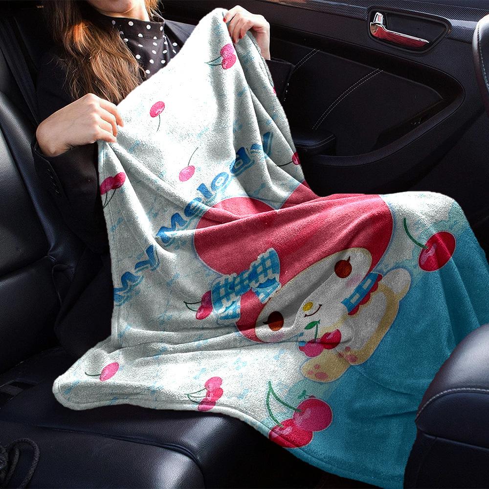 1pc My Melody Cherry blanket Lightweight Flannel Throw for Sofa Bed Travel Camping Livingroom Office Couch Chair