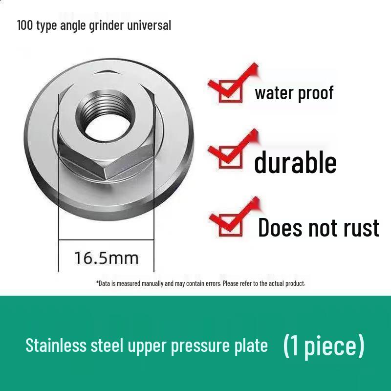 100 Angle Grinder Flange, Stainless Steel Hex Nut, Threaded Gasket, Polishing Accessory, Large