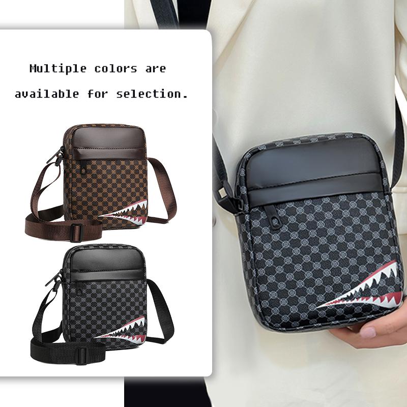 Sleek Multi- Crossbody Bag for Daily Commute Stylish Shark-detail Multi-pocket Lightweight Versatile Casual Bag