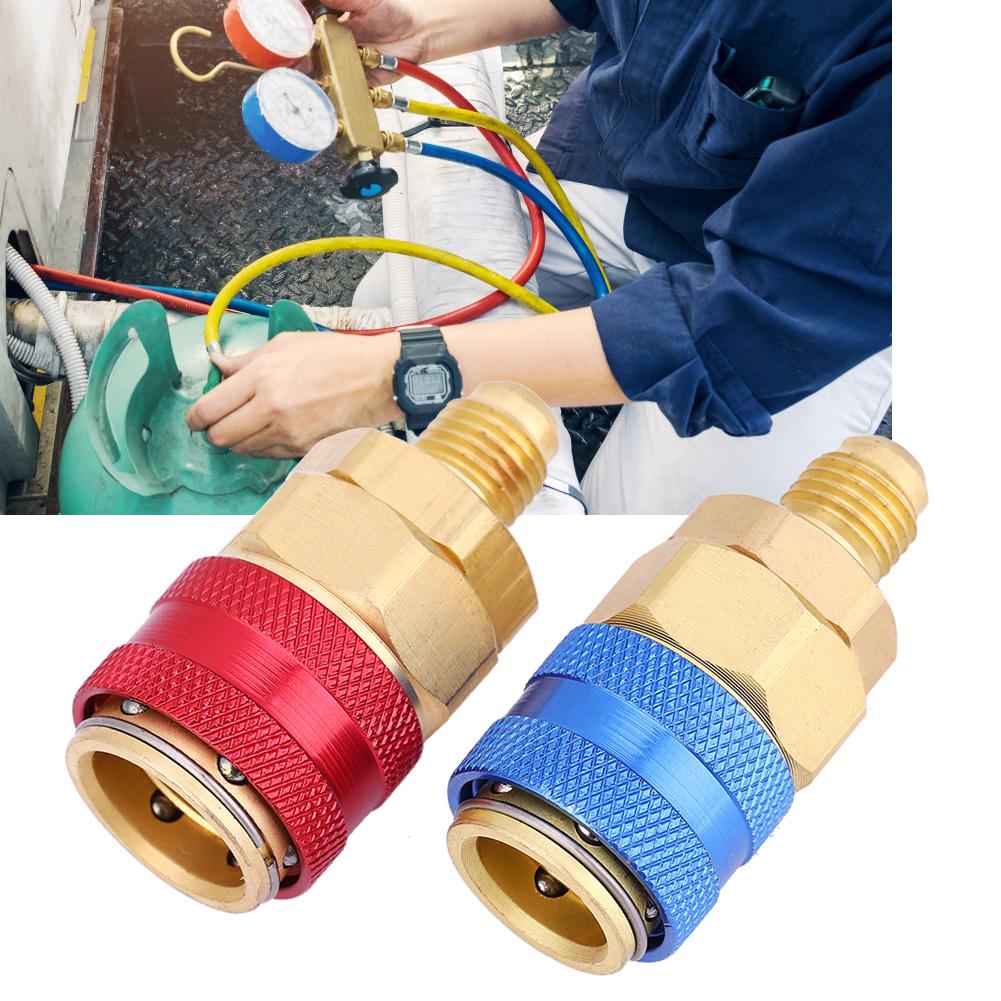 2Pcs Quick Couplers Adapter R134A High Low Pressure Manifold Automotive AccessoriesR134A