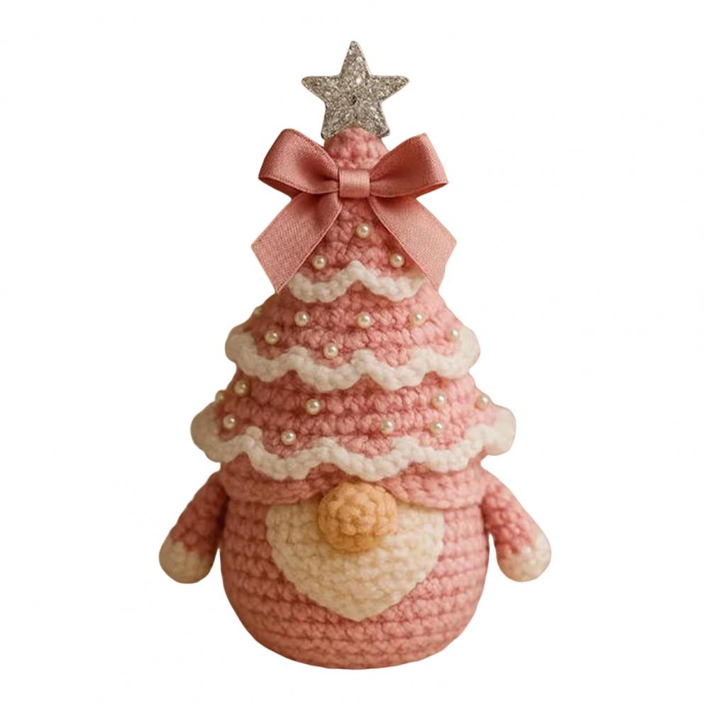 

Handmade Holiday Decor Handmade Crochet Christmas Tree Gnome Kit Ornaments for Holiday Decoration Beginner-friendly Xmas Craft розовый