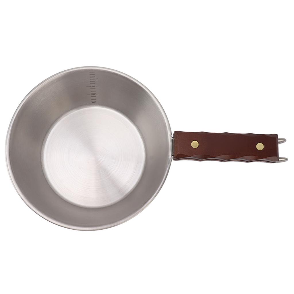 Sartén de Camping Acero Inoxidable 304 2000ML Mango de Madera Seguro Portátil para Senderismo al Aire Libre Picnic