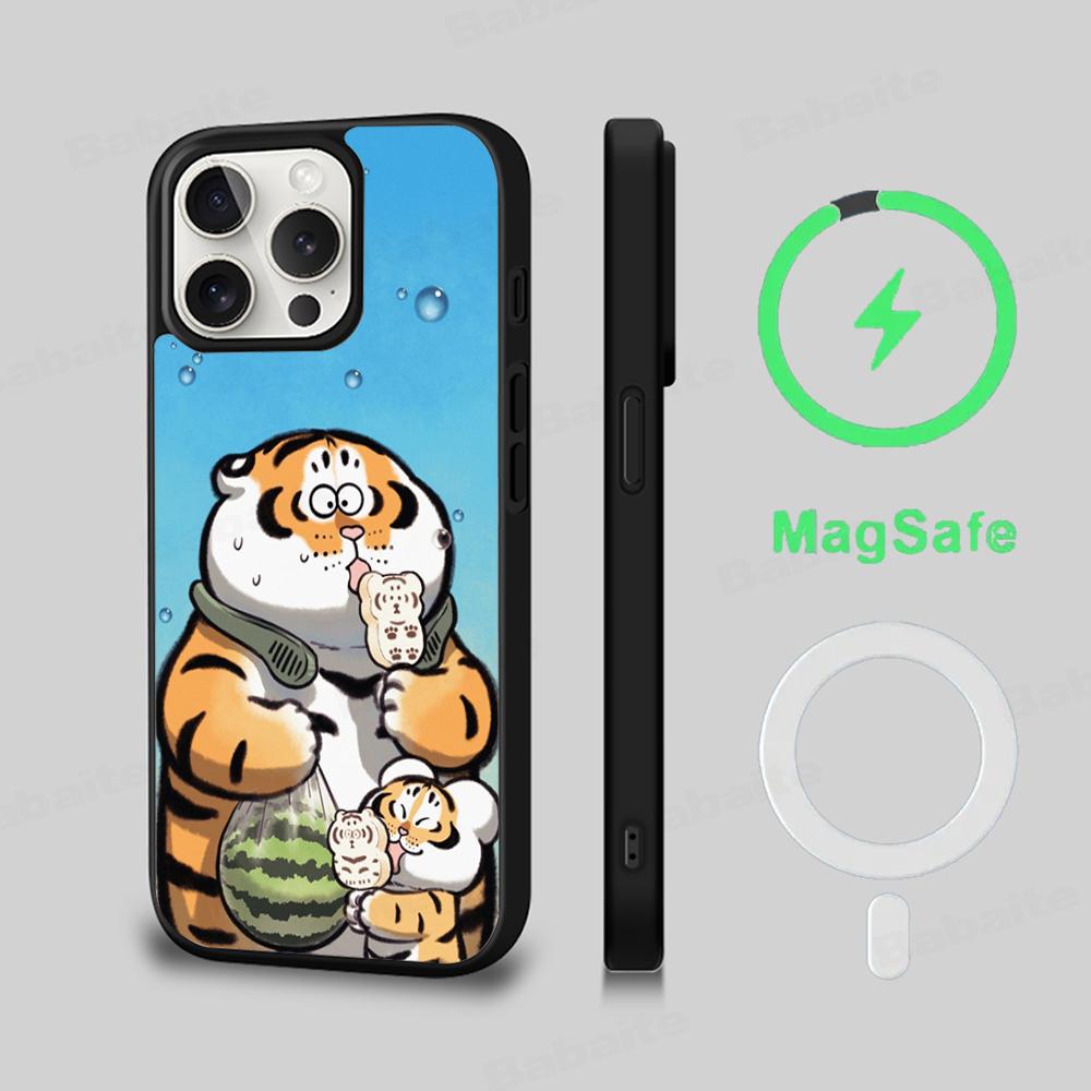 Funny Fat Tiger Phone Case Magnetic Case For IPhone 16 14 13 12 11 15 Pro Max Plus For Magsafe Wireless Charge Cover