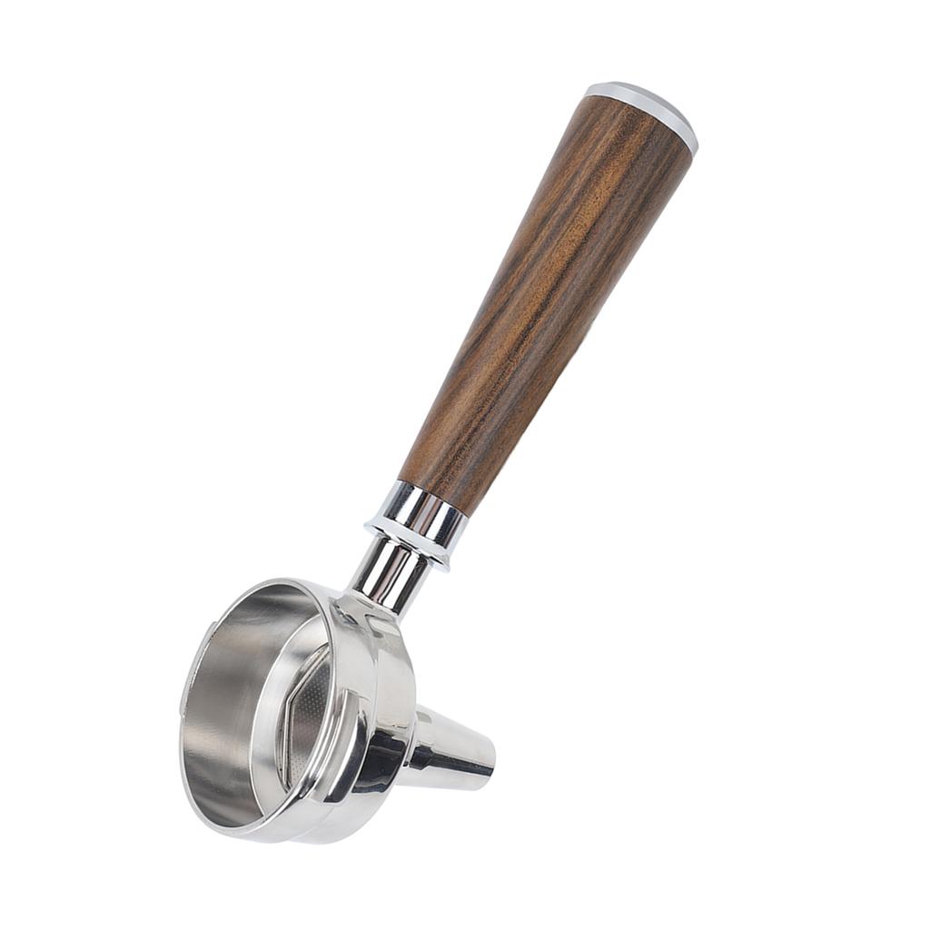 58mm Bottomless Portafilter Single Spout Stainless Steel Coffee Portafilter   Wood Handle