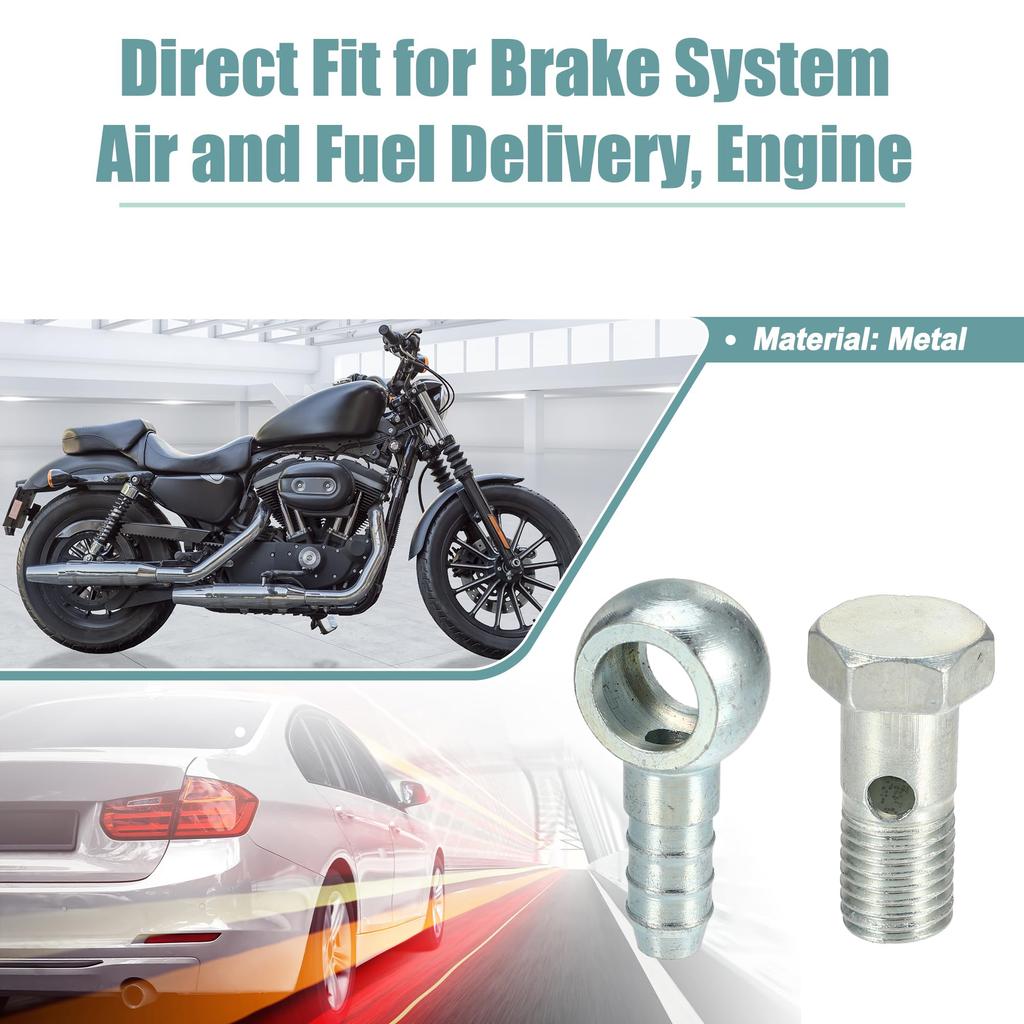 ACROPIX 4pcs Banjo Hose Barb Bolt Fittings Universal Banjo Fittings Fuel Line with Copper