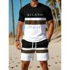 Casual Sportkleding Set voor Heren, Ademende Outdoor Vrijetijds Set met Ronde Hals T-shirt en Shorts, Zomer Digitale Print Set voor Volwassenen