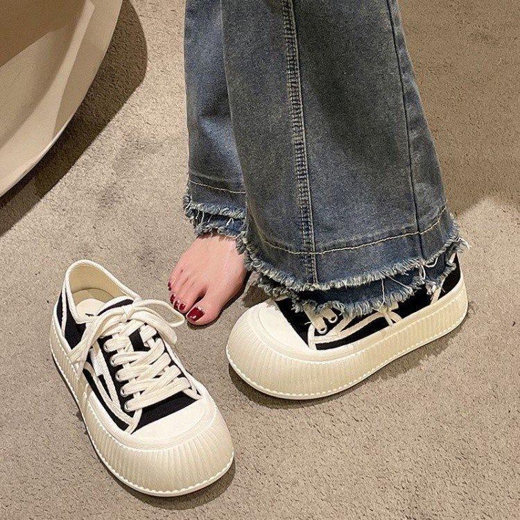

Low-top canvas shoes for women s platform small men 2025 spring new versatile students big head board shoes little white shoes for women 40