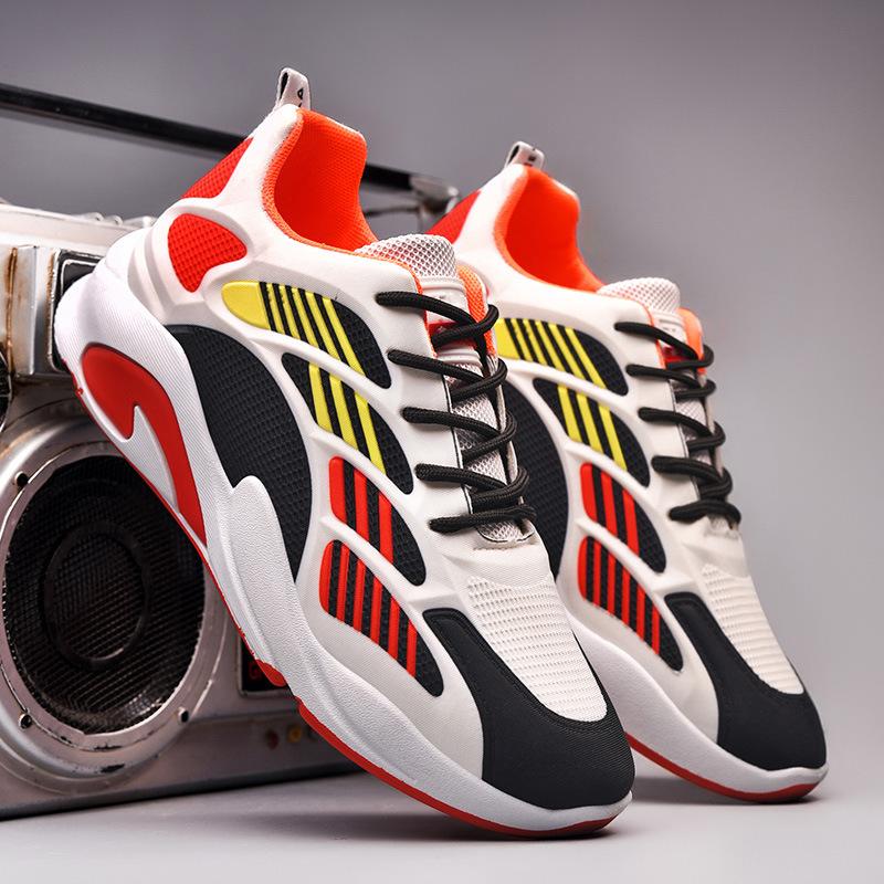 Thick Sole Versatile Clunky Sneaker For Men  New Trend Mesh Lace Up Breathable Casual Sports Shoes Increased Soft Soles