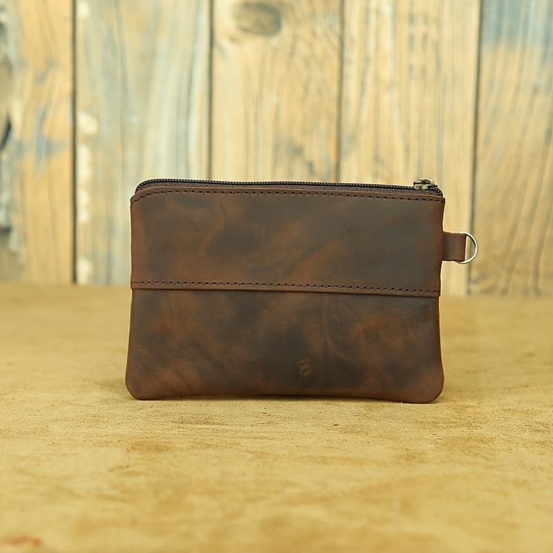 Portafoglio in Pelle Portamonete Vintage, Portafoglio da Uomo, Elegante Casual Zip Porta Carte Multiplo