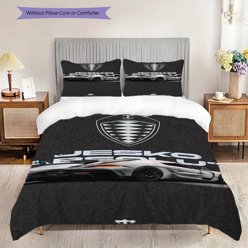 Koenigsegg Jesko Elegance Set a tre pezzi (1 * copripiumino + 2 * federa, senza nucleo) Copripiumino e federa 2D piatti Morbidi e comodi