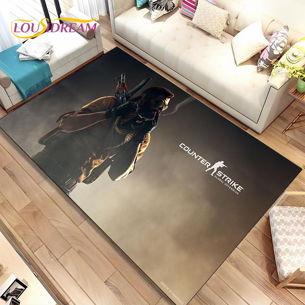 CS GO,Game Gamer,Counter Strike Area Rug,Carpet Rug for Home Living Room Children Bedroom Sofa Doormat Decor,Non-slip Floor Mat