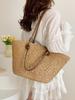 Bolsa de Palha Tecida Feminina Bolsas de Praia de Verão Grande Capacidade Bolsa Trançada da Moda Bolsa de Tecelagem Estilosa Bolsas Tote Clutch para Festa Férias
