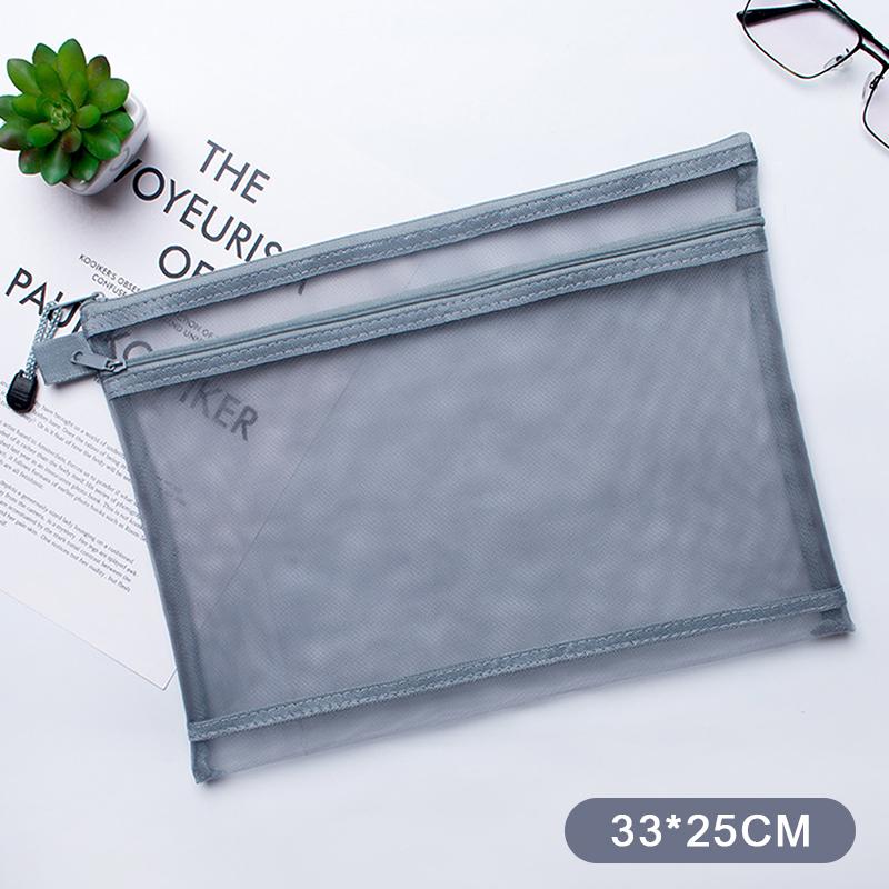 A4 A5 A6 Portable Double-Layer Mesh Zipper File Bag Transparent Student Test Paper Data Storage Bag Office Files Stationery