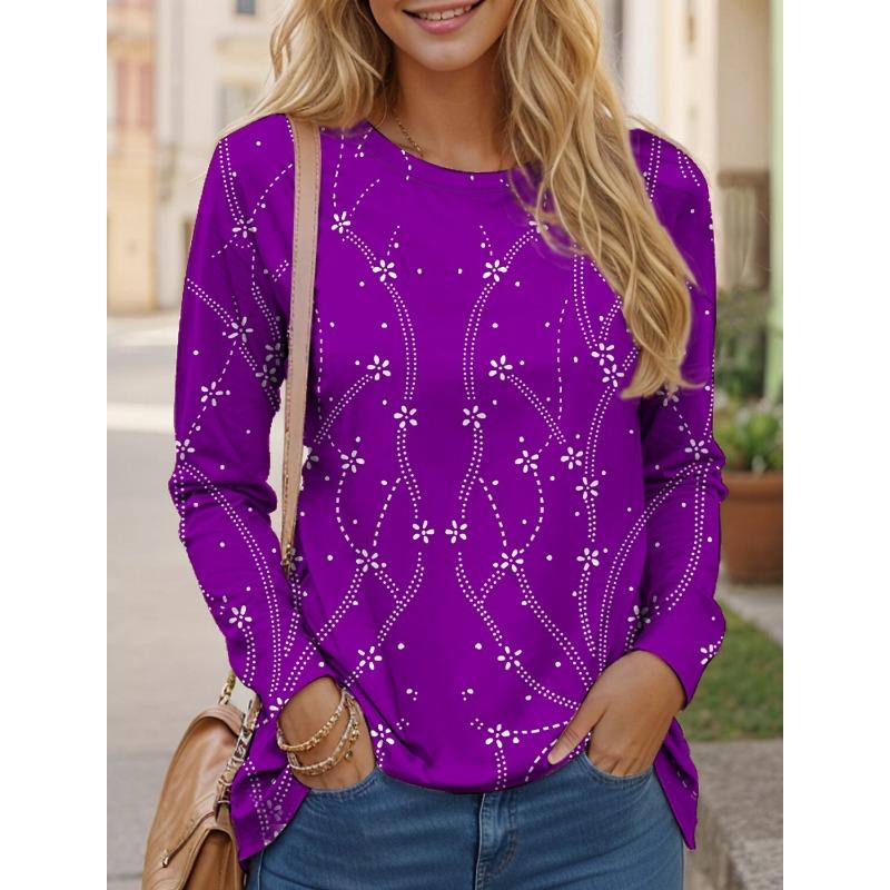 Women's T Shirt Tee Tops Floral 3D Print Fashion Long Sleeve Festival Holiday Funny O-Neck Regular Fit Spring & Fall Sweatshirt
