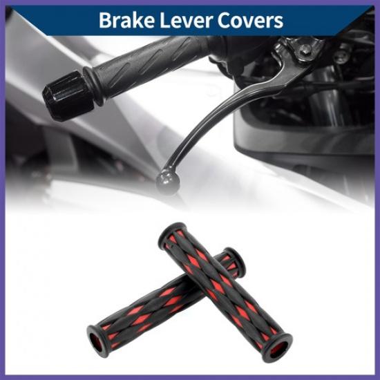 12" 12mm Motorcycle Brake Lever Cover Brake Lever Grip Sleeve Black Red Rubber
