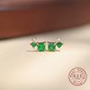 S925 Sterling Silver Plated 18K Gold Inlaid Square Green Zircon Earrings French Luxury Retro Ear Accessory