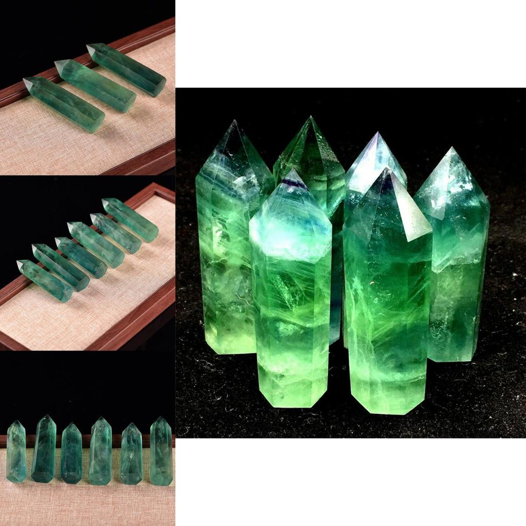 Punct de Cristal de Cuarț Fluorit Verde Natural Radiant Baghetă Hexagonală Pentru Vindecare și Reiki