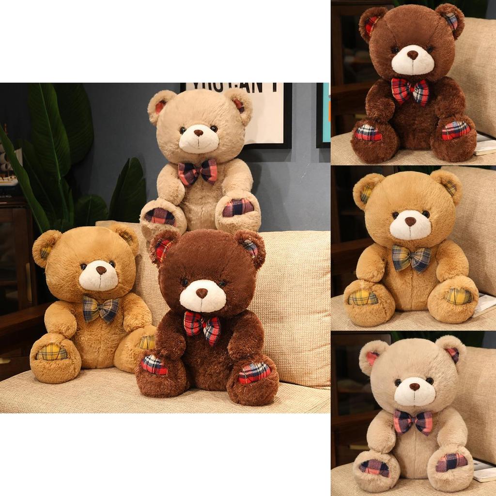 Adorable Classic Checkered Teddy Bear Plush Toy Cute Cuddly Doll For Valentine's Day Gift