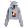Zero Two Darling in the Franxx Anime Cat Ear Cropped Hoodie for Women