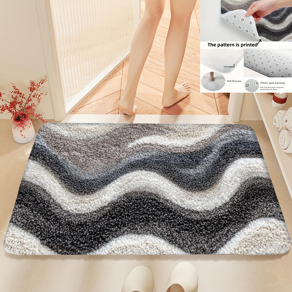 

Nordic Style Gray Brown Textured Bath Mat, Soft Fleece Non-Slip Rug, Short Pile Carpet for Bathroom, Living Room, Kitchen, Decor 40x60cm