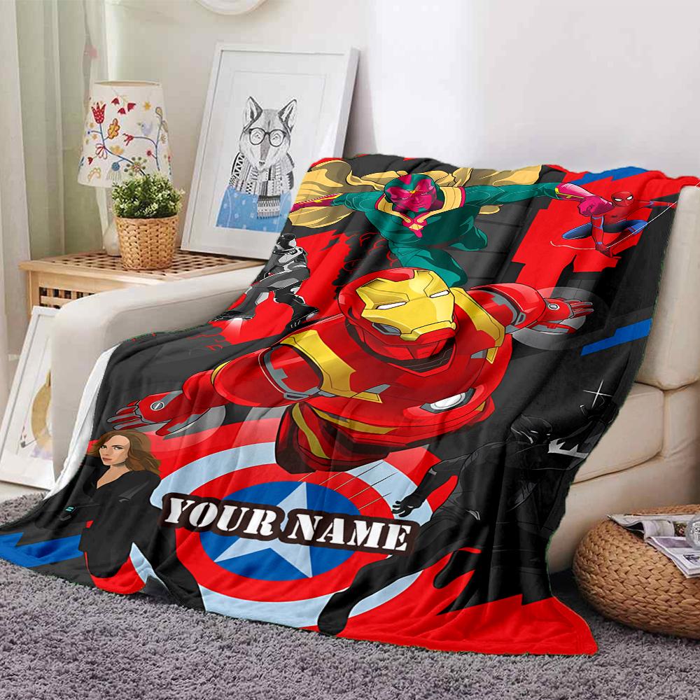 Customiz Name Personality The Avengers Blanket Soft &Warm Sofa Office Bed Travel Lunch Break Blanket, Gift Suitable All Seasons