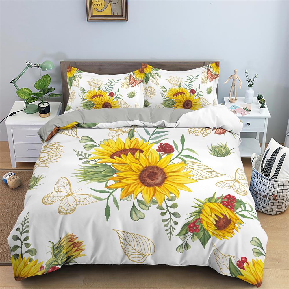Watercolor Flowers King Queen Duvet Cover Colorful Blooming Floral Bedding Set For Teen Adult Plant 2/3pcs Polyester Quilt Cover