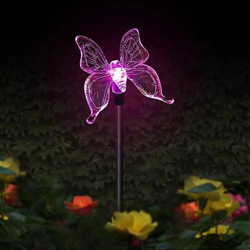 Solar Garden Decorative LED Lawn Light Dragonfly Butterfly Hummingbird Animal Shape Pastoral Design Ground Stake Outdoor