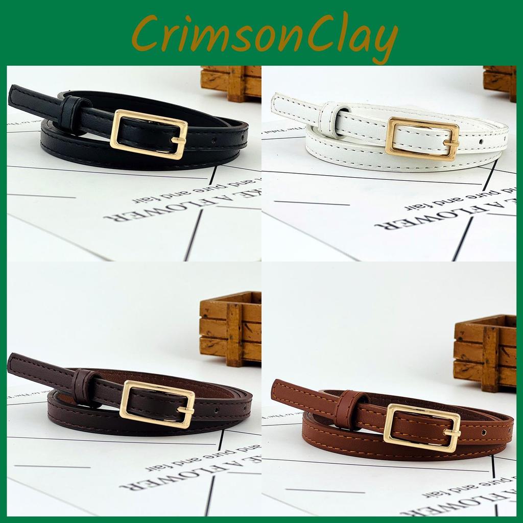 Pu Minimalist Leather Waist Belt For Women With Rectangular Design Buckle