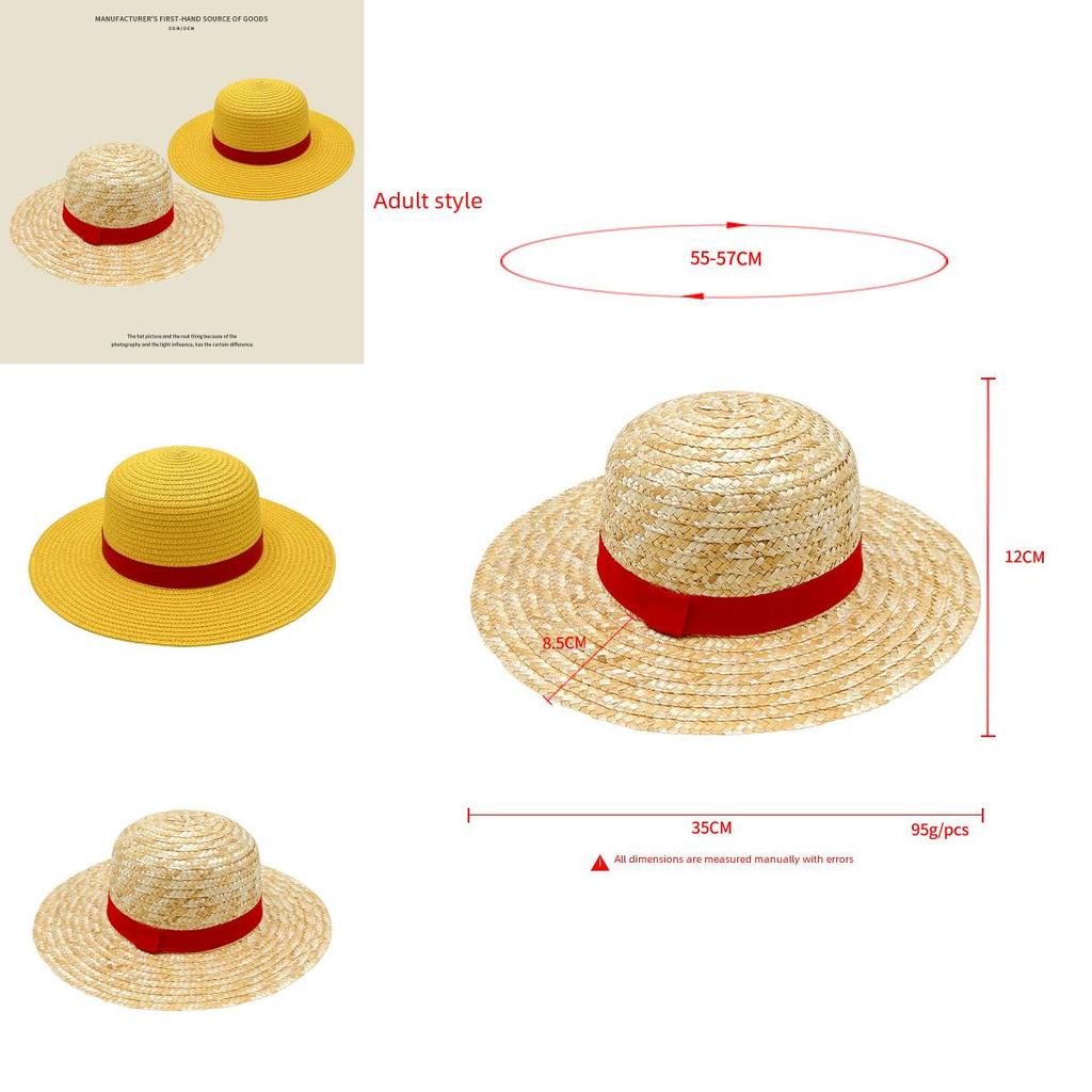 One Piece Luffy Summer Straw Hat For Sun Protection With Vintage Style For Family Beach Days