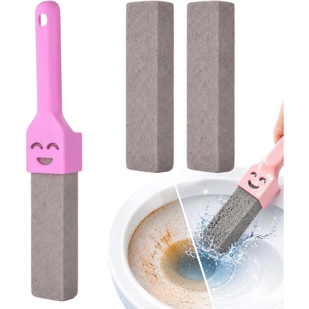 Bimsstein Toilettenreiniger mit extra langem Griff, entfernt kraftvoll gelbe Flecken, Kalk(Lila, 1A+3B)