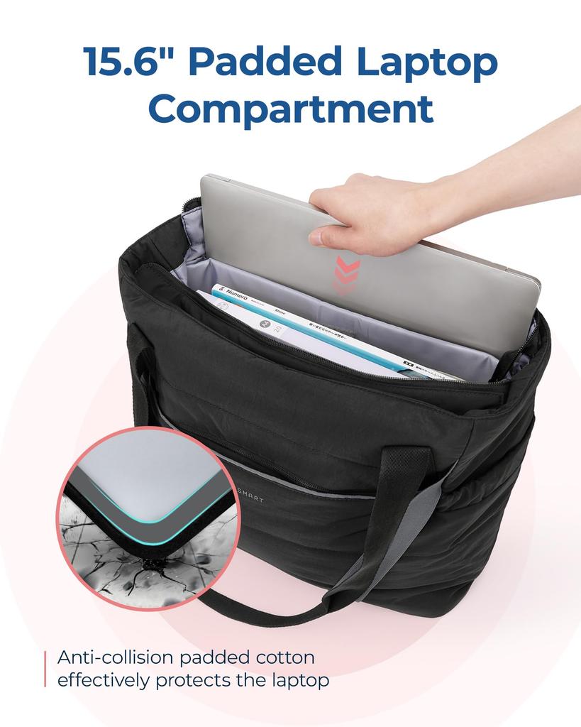 Tote Bag with Large Quilted Tote Bag with Yoga Mat for Gym [BAGSMART] Zipper, Capacity, Strap, Lightweight, Women, Travel, Commuting,