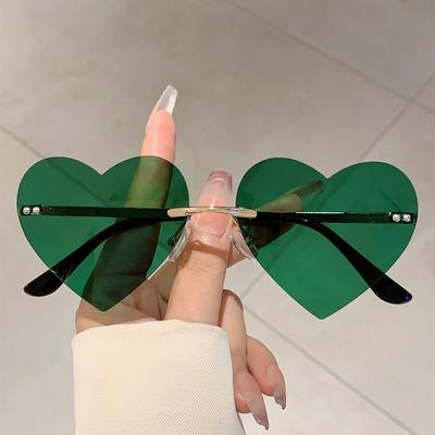 Süße Herzform Sonnenbrille Mode Vintage Randlos Einzelfarbe Gläser Damen Retro Trendiges Marken Design Strand Sonnenbrillen