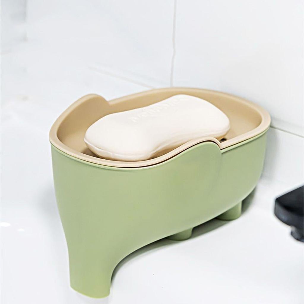 Soap Box NEW Double Layer Creative Cute Elephant Bathroom Accessories Home Decorative Children Students Waterproof Drain Rack